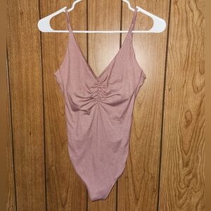 Lululemon Athletica Pink Ruched Sleeveless Bodysuit